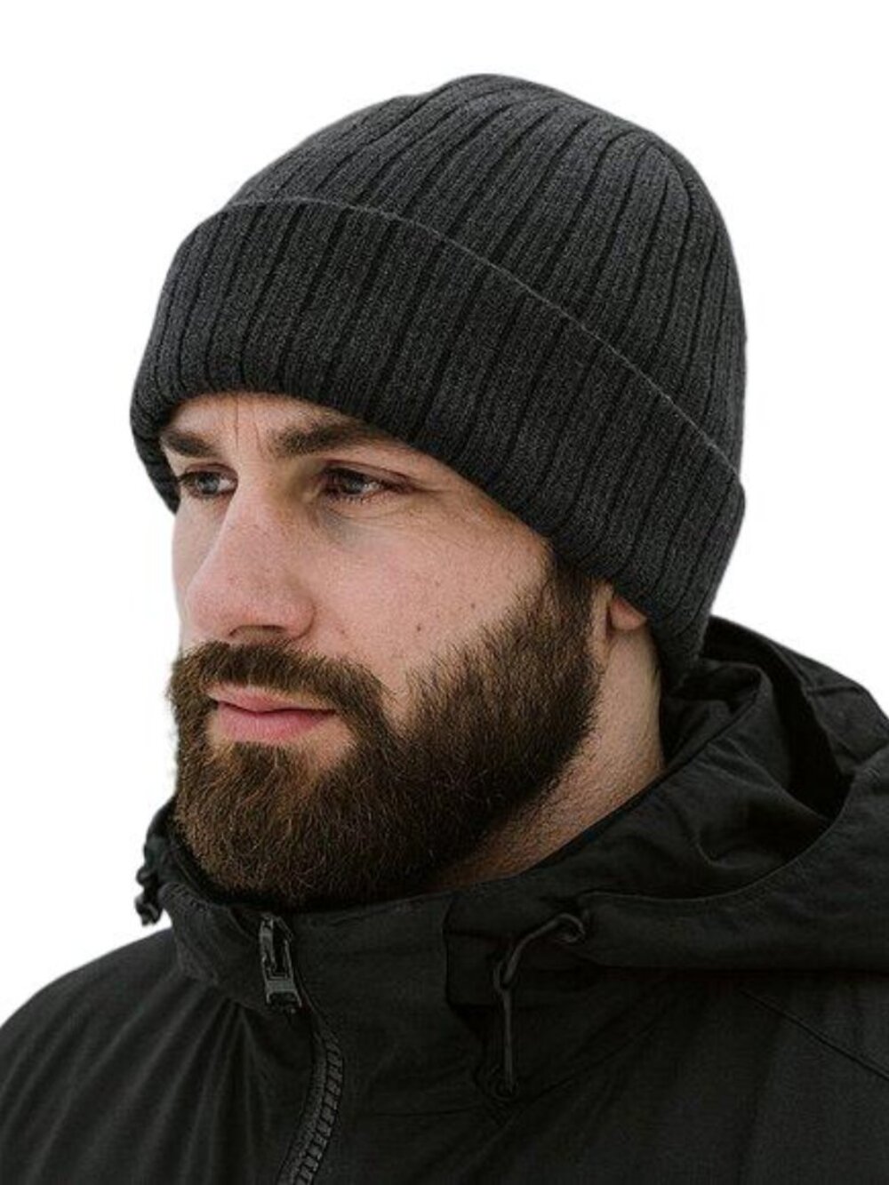 Winterplace Black Ribbed Knit Beanie 100% Acrylic Adult OSFM Unisex New